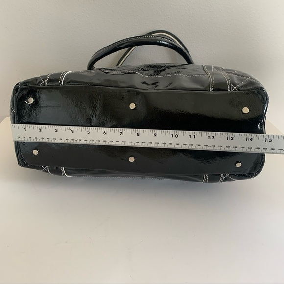 Cavalcanti Genuine Black Patent Leather Shoulder Bag Quilt Made In Italy Large - Picture 12 of 16